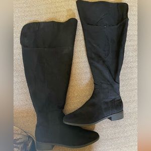 Wide width wide calf over the knee suede boots